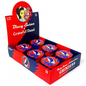 Blazy Susan X Grateful Dead 4pc Grinder - Red & Blue SYF Bottom - 6ct Display [AD1326103]